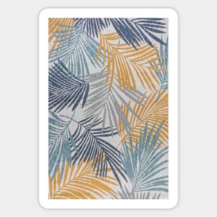 tropical leaves - yellow, blue, green and gray Sticker